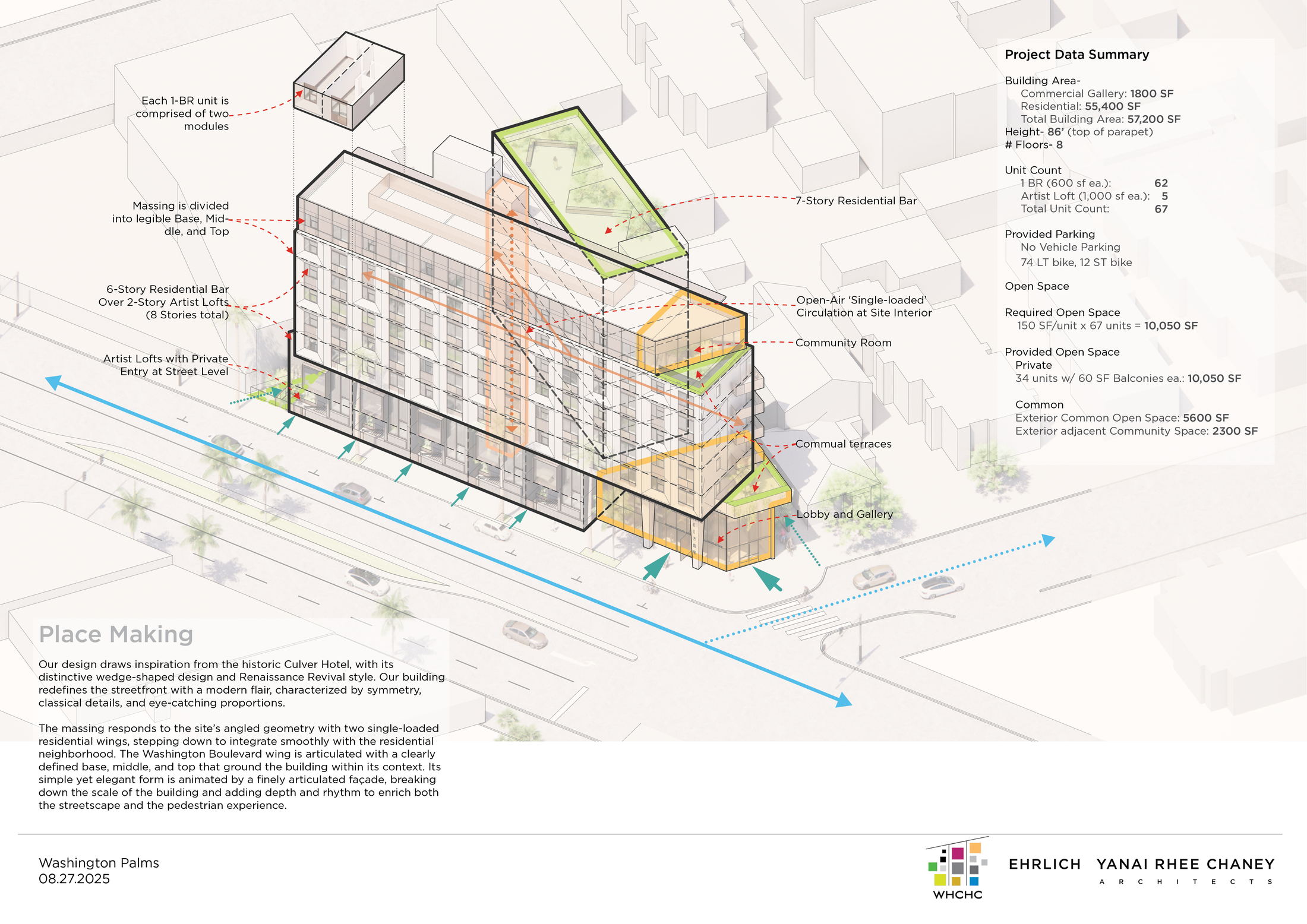 Axonometric program diagram and project data summary